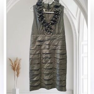 LONDON TIMES PETITES WOMENS SILVER DRESS WEDDING FORMAL SUMMER WINTER SIZE 12P